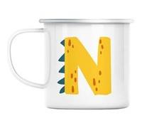 Mug en métal émaillé N noe nathan lettre prénom Blanc G
