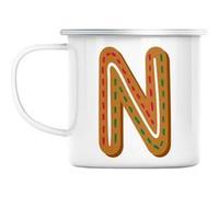 Mug en métal émaillé N noemie nicolas lettre Blanc G