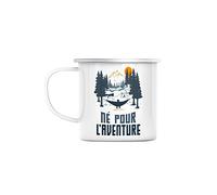 Mug en Métal Emaillé Né Pour l'Aventure Camping Rando Voyage
