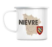 Mug en métal émaillé Nièvre 58 département nevers Blanc G