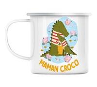 Mug en métal émaillé Odile la maman crocodile Blanc G