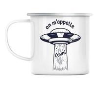 Mug en métal émaillé On m'appelle l'ovni musique Blanc G