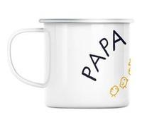 Mug en métal émaillé Papa poule famille mignon Blanc G