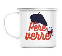 Mug en métal émaillé Père verre vin humour alcool Blanc G