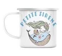 Mug en métal émaillé Petite sirène baleine mignon Blanc G
