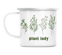 Mug en métal émaillé Plant lady - minimaliste Blanc G