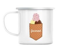 Mug en métal émaillé Poche surprise gourmand glace Blanc G