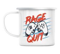 Mug en métal émaillé Rage quit jeux vidéo retro Blanc G