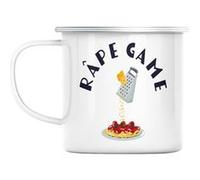 Mug en métal émaillé Râpe game jeu de mot humour Blanc G