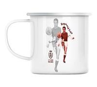 Mug en métal émaillé Raymond kopa vintage Blanc G