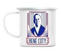 Mug en métal émaillé René coty style politique Blanc G
