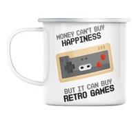 Mug en métal émaillé Retro games - money can't buy Blanc G