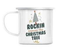 Mug en métal émaillé Rockin around the christmas Blanc G