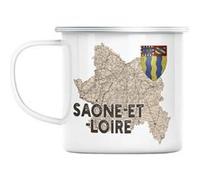 Mug en métal émaillé Saone et loire 71 departement Blanc G