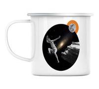 Mug en métal émaillé Saut galactique espace lune Blanc G