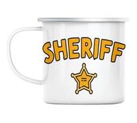 Mug en métal émaillé Sheriff etoile police far Blanc G