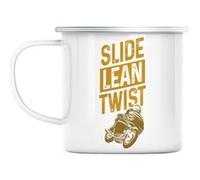 Mug en métal émaillé Slide lean twist moto grosses Blanc G