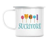 Mug en métal émaillé Sucrivore bonbon glaces Blanc G