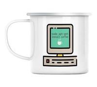 Mug en métal émaillé Sudo apt-get install coffee Blanc G