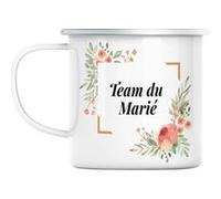 Mug en métal émaillé Team du marié mariage fiancée Blanc G