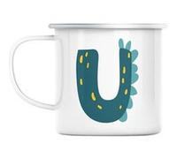 Mug en métal émaillé U ulrich ulysse lettre prénom Blanc G
