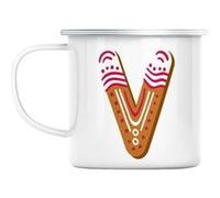 Mug en métal émaillé V valentin victor lettre Blanc G
