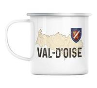 Mug en métal émaillé Val d'oise 95 departement Blanc G