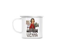 Mug en Métal Emaillé Vienna Vintage Collage Vienne Voyage Autriche Mozart