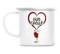 Mug en métal émaillé Vin cœur alcool humour Blanc G