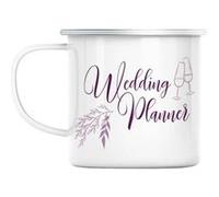 Mug en métal émaillé Wedding planner calligraphie Blanc G