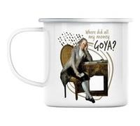 Mug en métal émaillé Where did all my money goya Blanc G