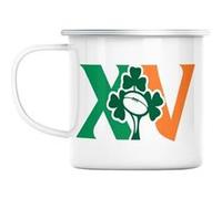 Mug en métal émaillé Xv irlande rugby sport ballon Blanc G