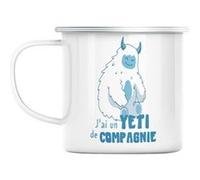 Mug en métal émaillé Yéti de compagnie animal Blanc G
