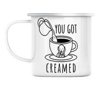 Mug en métal émaillé You got creamed coffee cream Blanc G