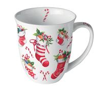 Mug en porcelaine fine Chaussettes de Noël 0,4 litre