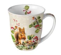 Mug en porcelaine fine écureuil et rouge-gorge 40 cl