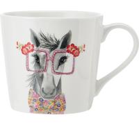 Mikasa x Tipperleyhill tasse en porcelaine, 380ml, tasse en porcelaine fine avec détails en or véritable, mug fantaisie pour le thé et le café avec impression de cheval, emballage cadeau