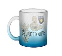 Mug en Verre Bleu - Guadeloupe 971 Département Ile Carte Ancienne Rare