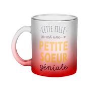 Mug en Verre Rouge - Cette Fille est une Petite Soeur Géniale Géniale Famille