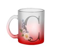 Mug en Verre Rouge - Chloé Clara Clémence Charlotte Lettre Alphabet Prénom Fleurs