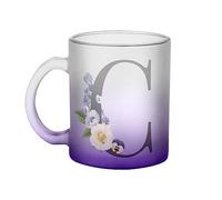 Mug en Verre Violet - Chloé Clara Clémence Charlotte Lettre Alphabet Prénom Fleurs