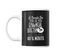 Mug Epagneul Breton Je Travaille Dur Tasse Cadeau Personnalisé