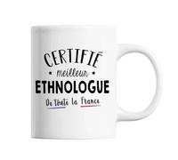Mug - Ethnologue - Meilleur De France - Céramique - Blanc - Cylindrique