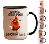 Mug fantaisie amusant - Here We F**King Go Again... I Mean Good Morning, 445 ml - Tasse à café sarcastique amusante pour maman, sœur, meilleure amie, collègues (noir)