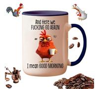 Mug fantaisie drôle avec inscription « Here We Fcking Go Again I Mean Good Morning » - Tasse à café sarcastique - Tasse de travail amusante - Cadeau idéal pour les amis, les collègues