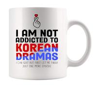 Mug fantaisie en céramique avec inscription « I'm Not Addicted to Korean Dramas » - Blanc - 325 ml