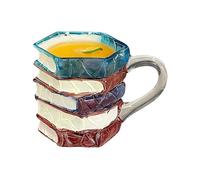 Mug fantaisie résistant à la chaleur avec inscription « Book Stack » 200 ml | Tasse à café 3D en forme de livre avec poignée pour homme, écrivain, bibliothécaire, lecteur, amateurs de lecture, Noël