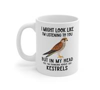 Mug Faucons Crécerelles, J'Ai Peut-Être L'Air De Vous Écouter, mais Je Pense Aux Faucons Crécerelles D'Amérique Tasse Fine Tasse en Céramique Tasse De Bureau pour Enfant Femmes 330Ml
