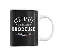 Mug Femme Brodeuse Meilleure De France Tasse Noir Métier