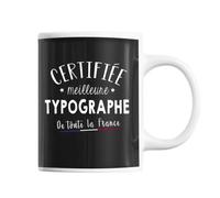 Mug Femme Typographe Meilleure De France Tasse Noir Métier